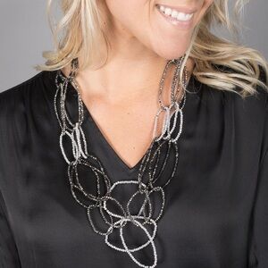 SAACHI Silver and Black Loop Necklace